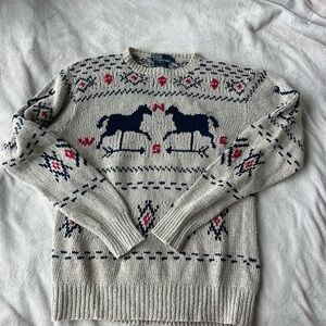 Polo Ralph Lauren Vintage Hand Knit Horse Sweater Equestrian